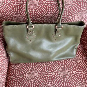 Vintage Cole Haan Olive Green Trinity Leather Handbag / Briefcase